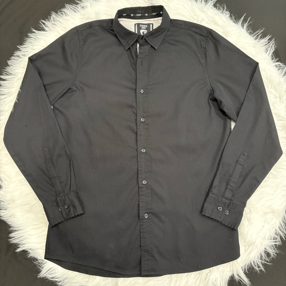 Fried Denim Men's Black Button-Up tshirt Size M